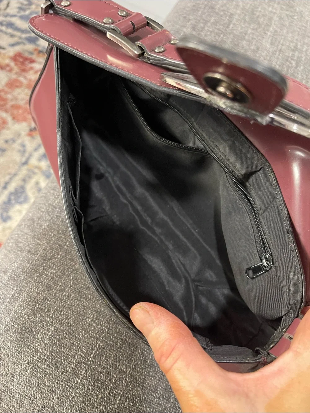 Guess Patent Shoulder Bag with Silver Hardware